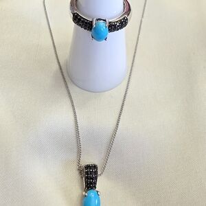 Arizona Sleeping Beauty Turquoise, Thai Black Spinel Jewelry Set